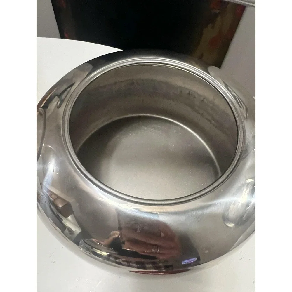 Vtg Lagostina Stainless Steel Stovetop Tea Kettle Dramatic Architecural Handle